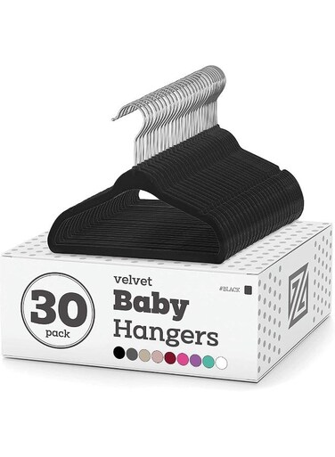 Baby Velvet Hangers - 30 Pack Black