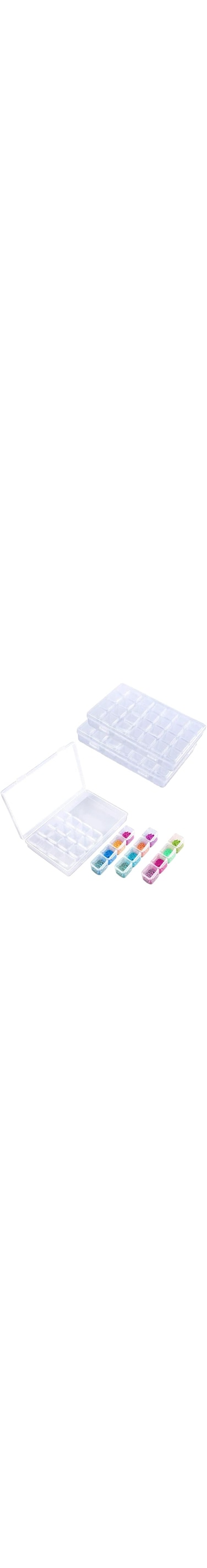 2 Pack 28 Grids Diamond Painting Box, Diamond Embroidery Box, Storage Case for Diamond Painting Rhinestone Accessories for DIY Craft, Diamond Painting Stones Dividers Box Organizer Jewellery Pearls