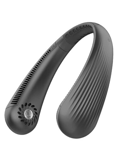 COOLBABY Neck Fan，USB Small Fan，Folding Bladeless Neck Fan,Outdoor Sports，Mute，Black, ZRW-GBFS03