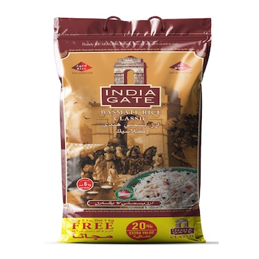 India Gate Classic Basmati Rice, 5kg+1kg