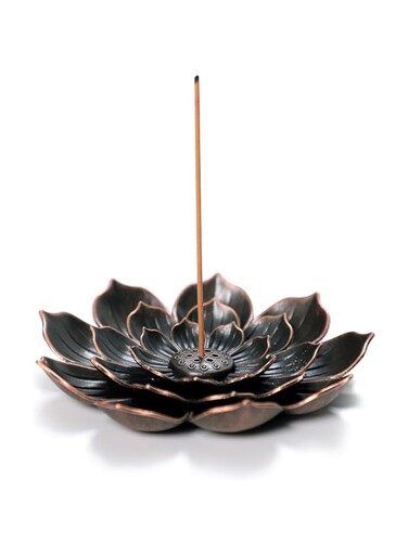 EFACEMER Incense Burner, Incense Stick Holder-Crystal Lotus Incense Holder Brass Lotus Incense Stick Holder and Detachable Ash Catcher