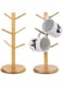 KASTWAVE Bamboo Mug Holder Tree, 2 Pack Bamboo Mug Rack with 6 Hooks - Coffee Mug Holder Tree, Coffee Cup Organizer Stand, Coffee Counter Bar Accessory &amp; Kitchen Organizer