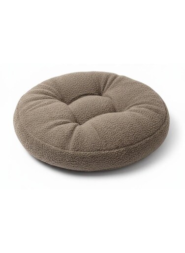 Soft Plush Round Decorative Cushion for Living Room &amp; Bedroom &acirc;&euro;&ldquo; Light Brown Tone, 45&Atilde;&mdash;7 cm