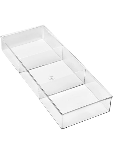 BPA&reg; 3 Section Small Easy Clean Clear Plastic Resin Drawer Organizer