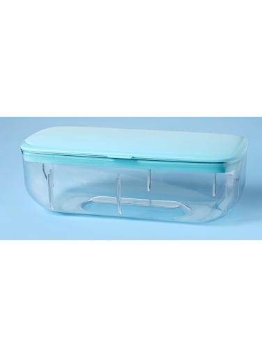 Cube Press Tray Set with Ice Container, Scoop &amp; Lid &acirc;&euro;&ldquo; Easy Release Silicone Mold for Coffee &amp; Cold Drinks