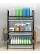 3 Tier Black Stainless Steel Adjustable Cutlery Rack and Drainer Set