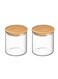 Set of 2 Pcs Premium Borosilicate Glass Canister with Airtight Wooden Lids (550ML)
