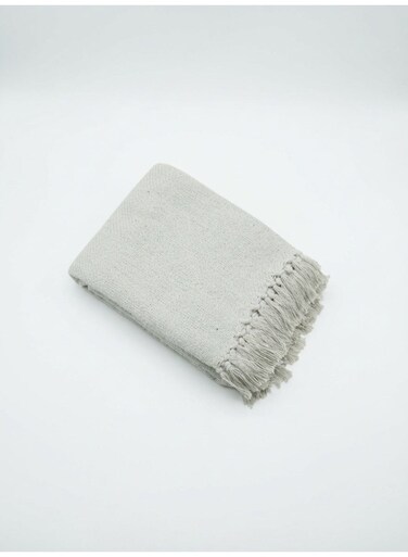 130 x 160 cm Premium Cotton Throw White Blanket 400GSM Soft Breathable Cozy Boho Fringed Bed Runner Couch Cover for Sofa Travel Picnic