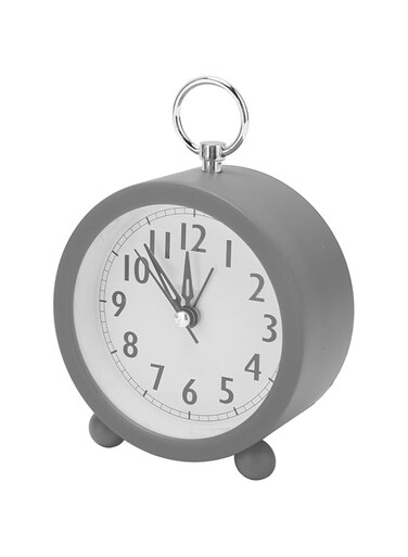 Sorandy Analog Alarm Clock, 3.9 Inch Battery Operated Round Clock with Simple and Effortless Operation, Super Silent Small Clock for Bedroom, Bedside, Desk (Grey)