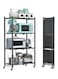 Standing Shelf, Modular Storage Shelf, Heavy Duty Metal Storage Rack with Wheels, Free Standing Storage Rack (Black, 4 Tiers)