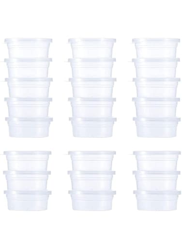 Azonee Slime Storage Containers 24 Pack, Leakproof Clear Plastic Foam Ball Storage Cups Storage Jars Containers With Lids Slime Pots Tubs
