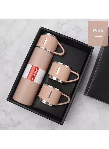 New Arrival Customizable Logo 3 Lid Stainless Steel Multiple Color Student And Business Gift Cup Vacuum Flask Set