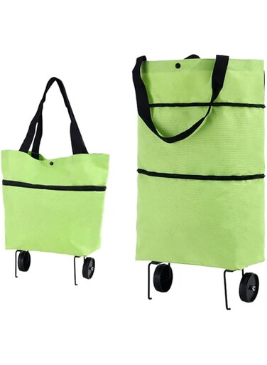 Joyzzz Reusable Grocery Bags, Shopping Cart Collapsible Trolley Bag on Wheels, Foldable Shopping Bag with Wheels, Portable Shopper Bag Folding Tote Grocery Bags for Shopping, Travel