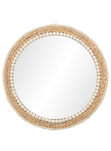 SWTHONY 18 Inch Boho Round Hanging Wall Mirror Decorative Rattan Circle Wall Mounted Mirror for Farmhouse, Living Room, Bedroom, Bathroom