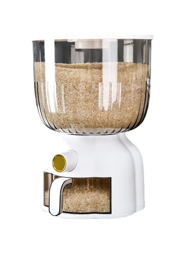 HOMHOLDON 10-15 Lbs Rice Dispenser,Large Grain Storage Container with Rice Cup Food Dispenser Kitchen Organizer for Rice,Beans,Grains,Cereal Dry Food,Small Pantry Food(Circle)