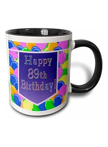Balloons Happy 89th Birthday Two Tone Mug Black/White