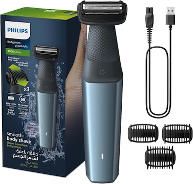 Philips Bodygroom BG3027/03   Showerproof Groin &amp; Body Trimmer   Body Shaver, 3-Length Combs   60min Cordless, Skin Protection, Ergonomic Grip