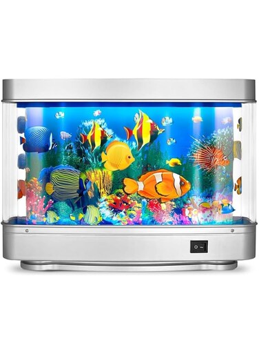 Masroo Artificial Aquarium: Fascinating Moving Pictures of Fish in Tank Decorative Sensory Aquarium Lamp Virtual Ocean in Motion