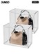 2 Pcs Clear Handbag Storage Organizers,Plastic Display Case,Stackable Bag Container Box with Magnetic Door,Dustproof and Moistureproof,for Book, Cosmetic,Toys, Handbag,Shoes