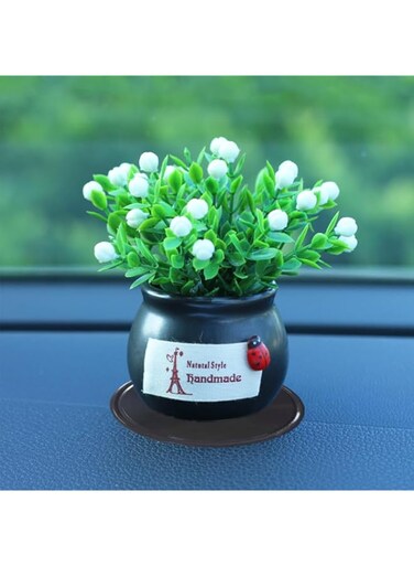 Goodern Artificial Potted Plants,Creative Car Ornaments Cute Artificial Green Plant Car Dashboard Ornament with Anti Slip Pad,Car Dashboard Toys Artificial Flower Pot Cab Small Gadget Decoration