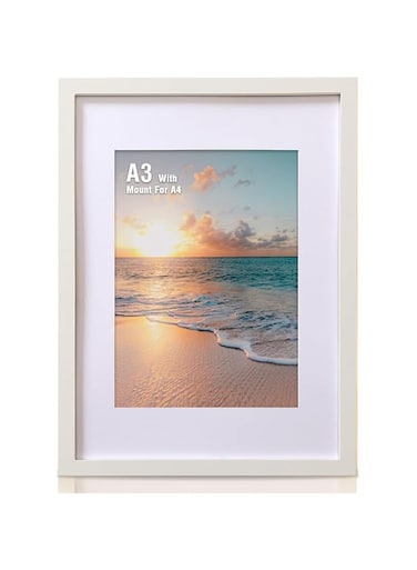 Cispree A3 Photo Frame, A3 Wooden Picture Frames with Mount for A4 Print for Wall, with Acrylic Clear Sheet, Fit Large Poster/Documents Frame for Family/Christmas (29.7x42 cm)-White