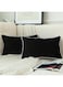 LIGICKY Set of 2 Black Velvet Lumbar Pillow Covers Modern Minimalist Style Solid Decorative White Rope Edging Soft Rectangle Cushion Cases for Sofa Bedroom Party D&eacute;cor, 12 x 20 inch
