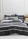 Home King Size 6 Pieces Black Stripe Design Bedding Set