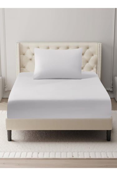 Bedding Fitted Sheet - Fits 120x200 Cm For Single Bed - 2 Pcs (1 Fitted Sheet and 1 Pillowcases) - 35 Cm Deep Pocket - Solid Bed Sheet