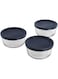 Anchor Hocking Classic Glass Food Storage Containers with Lids, Blue, 2 Cup (Set of 3)