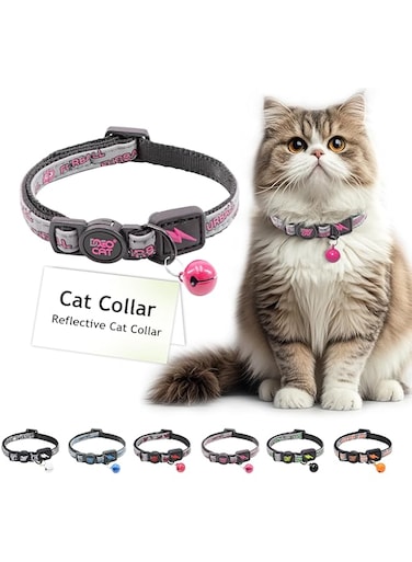 DOCO Reflective Cat Collar (DCAT011) Color - Pink (3/8 x 7.5-12")