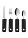 Extra Wide Handles Easy Grip Cutlery Set Chunky Handles Comfort Grips Disability Ideal Dining aid for Elderly Disabled Arthritis Parkinsons Disease Tremors Sufferers 4PCS Black