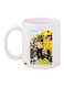 School Bus Printed Coffee Mug White/Yellow/Blue