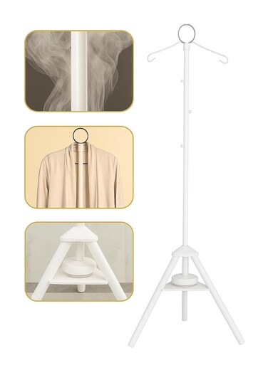 Vertical clothes steamer and stand for steaming clothes, white color, 175 cm