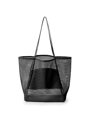 Tote Bag Large Summer Beach Bag, Mesh Tote Bag for Ladies and Girls, Shopping Bag Reusable, Large Casual Shoulder Bag with Zipper Inner Pocket for Travel Daily Pool Gym Picnic, Lightweight Grocery Bag