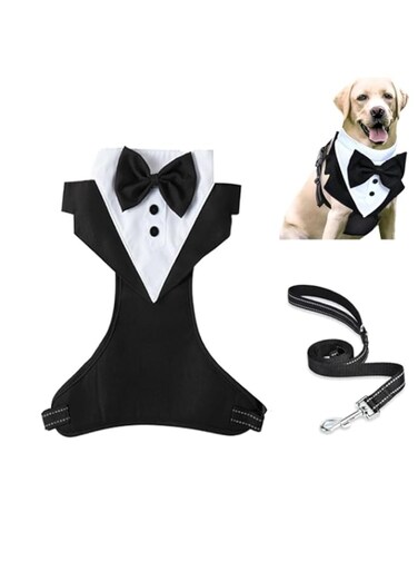 Dog Tuxedo, Formal Dog Clothes Shirt Costume Wedding Attire Party Bow Tie Suit, Dog Outfit for Small Medium Large Dogs Cats, Halloween Pet Costumes Birthday Puppy Clothing Christmas Apparel (Small)