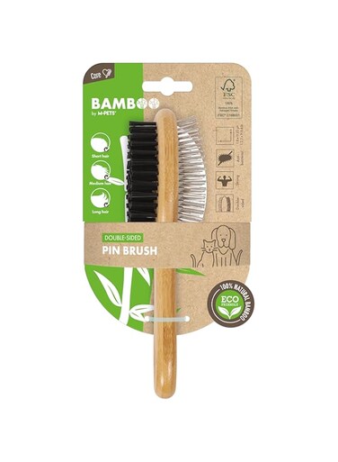 M-PETS Bamboo Double-Sided Pin Brush