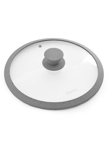 24cm Glass Lid with Silicone Rim for Pans, Pots, Skillets, Transparent Glass Lid   Marbling Silicone Rim   Heat Resistant Silicone Knob   Replacement Glass Lid