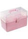 First aid kit，Domestic Use Multilayer Large Capacity Medicine Box Portable Medical Emergency Transparents Storage Case，transparent medicine folding storage box with lock and handle (Pink)
