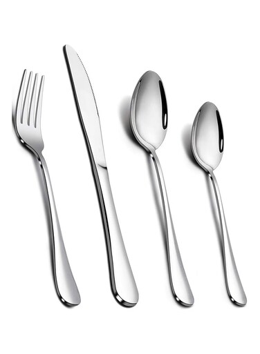 24-Piece Stainless Steel Cutlery Set, Elegant Flatware Silverware with Fork Knife Spoon Tableware Set for Daily Use, Dishwasher Safe, Perfect Gift Idea for Holiday Celebrations