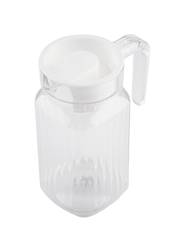 Walfront Acrylic Pitcher Transparent Juice Bottle Cold Water Bottle Small Beverage Dispenser Ribbed Striped Juice Pitcher with Lid for Home (500ML)