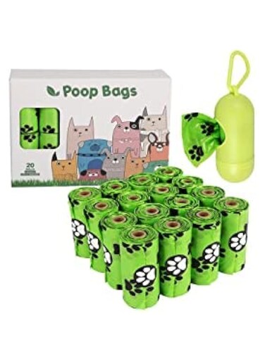 PETPASS 300pcs Disposable Diaper Sacks Bags with Dispenser Baby Nappy Sacks Waste Bin Bags Biodegradable Disposal Poop Bags Easy-Tie Ideal for Nappies, Rubbish, Incontinence Pants and Pads
