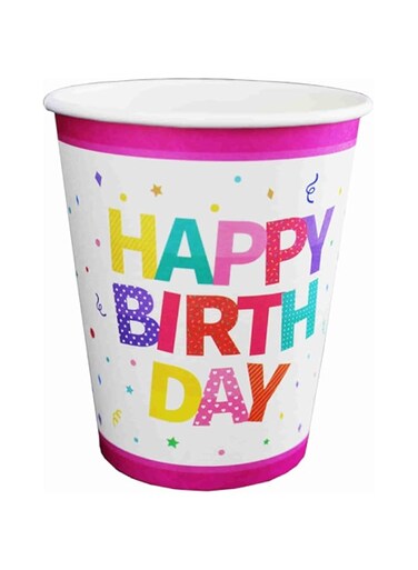 9oz Happy Birthday Paper Cups 6PCS Set for Party Drinks Festive &amp; Durable Disposable Cups