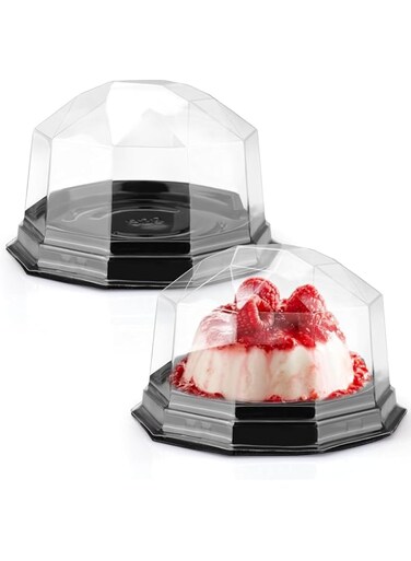 Azonee Plastic Cake Container, 50 Pcs Mini Cake Containers Package, Clear Plastic Miniature Cake Bakery Boxes, Disposable Cupcake Case With Lids, Lesser Fluted Tube Cake Wrappers