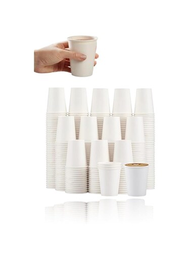 Sweet seven 100-pack 8 oz Disposable Paper Coffee Cups - Hot/Cold Beverage Drinking Cups for Office, Party, Home, and Travel