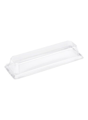 LIDS ONLY: Matsuri Vision 7 x 2.2 x 1.6 Inch Lids For Small Tetra Containers, 100 Airtight Lids - Containers Sold Separately, Raised Design, Clear Plastic Lids, For Sushi Boxes