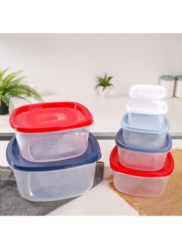 DC3047 Plastic Square Food Storage Container 7-Pieces Set
