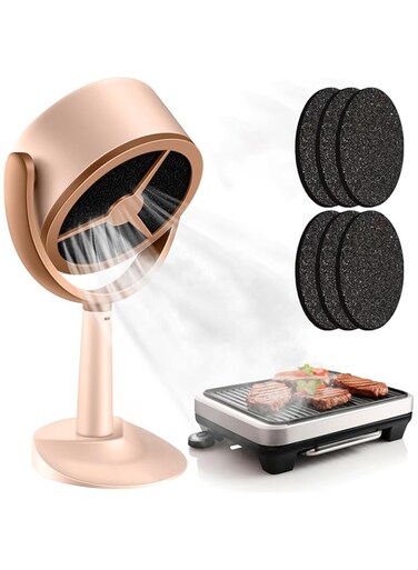 SOLYMD Desktop Range Hood with 6 Filter Pads 2 Speed Exhaust Fan Rechargeable Portable Range Hood Low Noise Mini Range Hood Adjustable Mini Extractor Hood for Kitchen BBQ Hot Pot Home