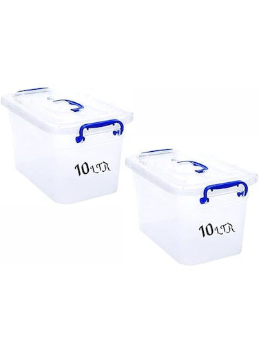 Selecto Besto Plastic Storage Box With Lid 10 LTR Semi Clear 2 Pc Set   For Clothes, Toys, Books, Snacks, Shoes and Grocery Storage Box. (10 LTR)