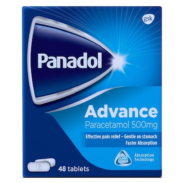Panadol Advance Paracetamol 500mg Tablets For Fever And Pain Relief, Pack of 48&#39;s