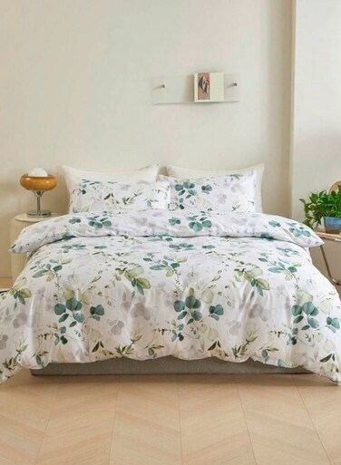 Home Queen Size 6 Pieces Green Leaves Design Bedding set